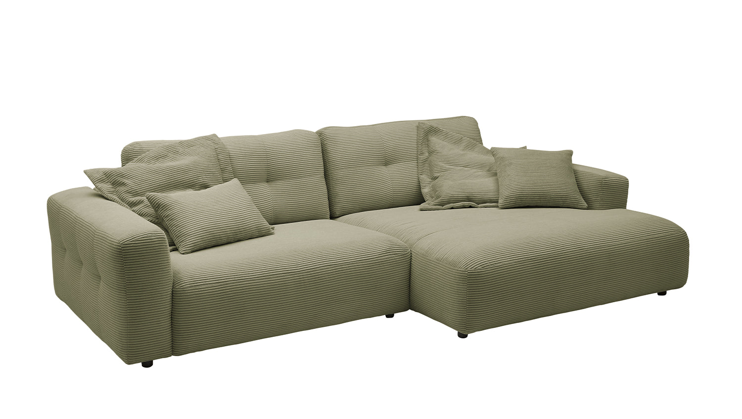 KAWOLA Sofa MIKA Ecksofa Cord olivgrün