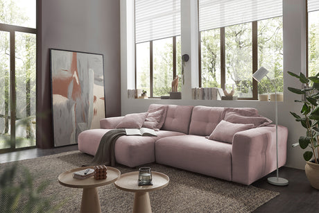 KAWOLA Sofa MIKA Ecksofa Cord rosa, 296 x 167, Links