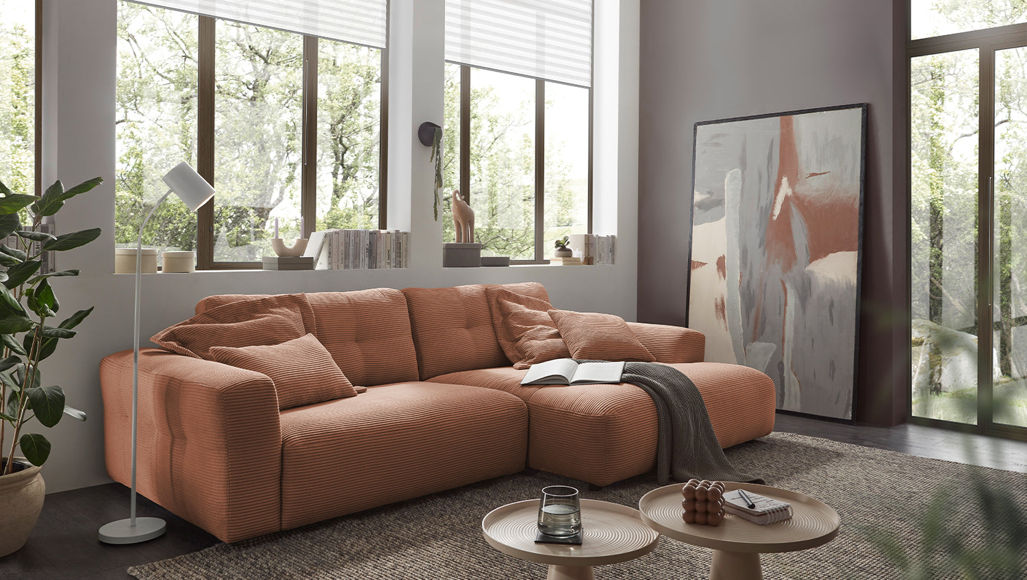 KAWOLA Sofa MIKA Ecksofa Cord rost, 276 x 167, Rechts