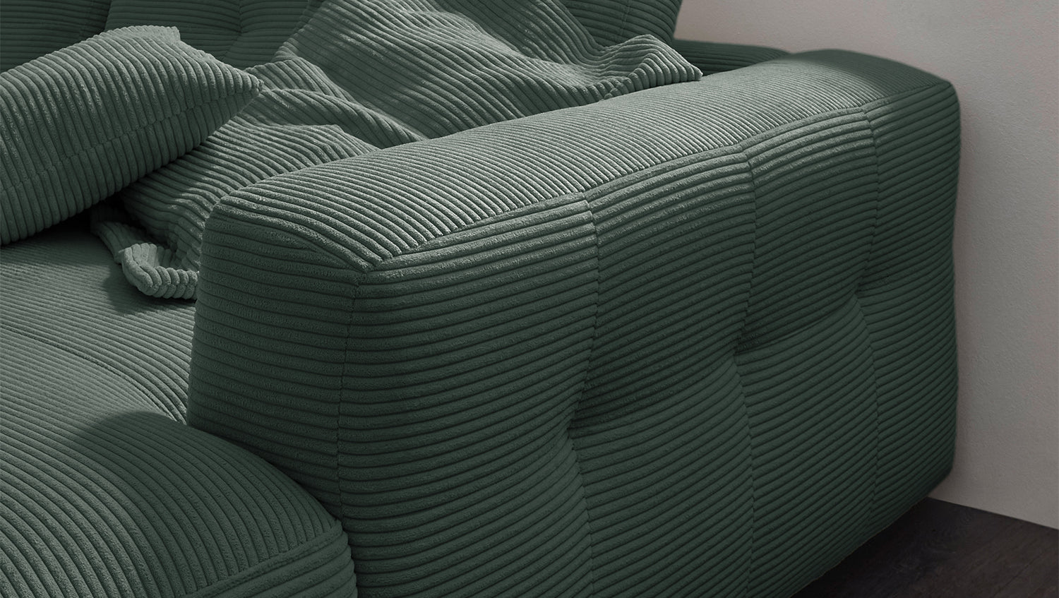 KAWOLA Sofa MIKA Ecksofa Cord smaragd