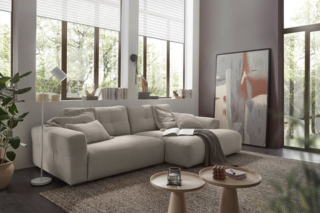KAWOLA Sofa MIKA Ecksofa Cord steingrau, 276 x 167, Rechts