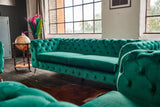 KAWOLA Sofa NARLA Chesterfield 3-Sitzer Velvet grün