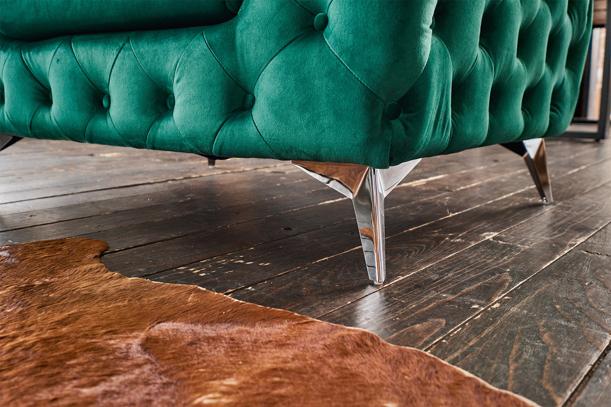 KAWOLA Sofa NARLA Chesterfield 3-Sitzer Velvet grün