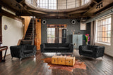 KAWOLA Sofa NARLA Chesterfield 3-Sitzer Velvet schwarz