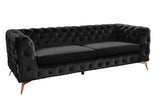 KAWOLA Sofa NARLA Chesterfield 3-Sitzer Velvet schwarz