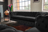 KAWOLA Sofa NARLA Chesterfield 3-Sitzer Velvet schwarz
