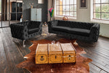 KAWOLA Sofa NARLA Chesterfield 3-Sitzer Velvet schwarz