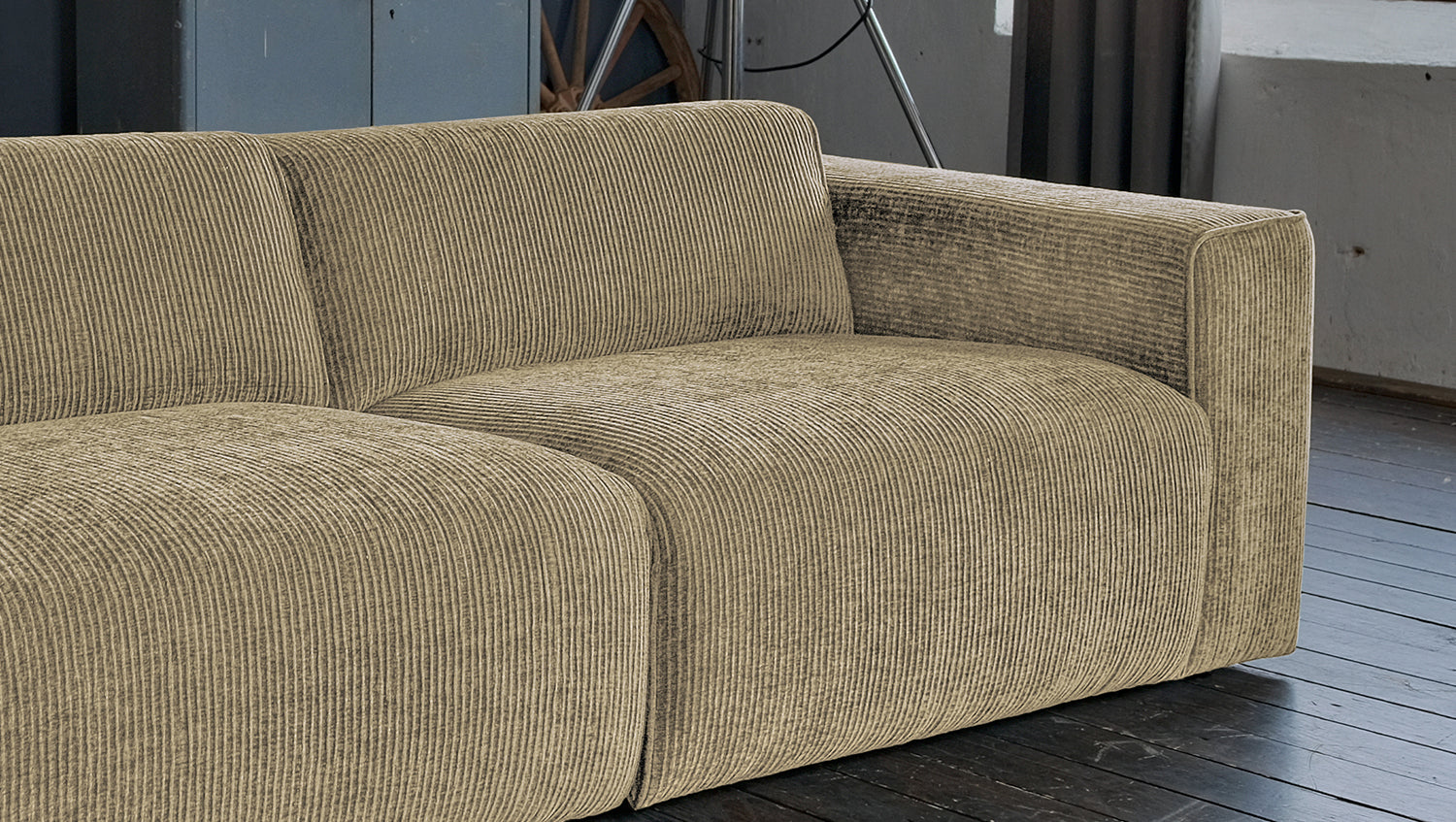 KAWOLA Sofa NELE 3-Sitzer Cord beige