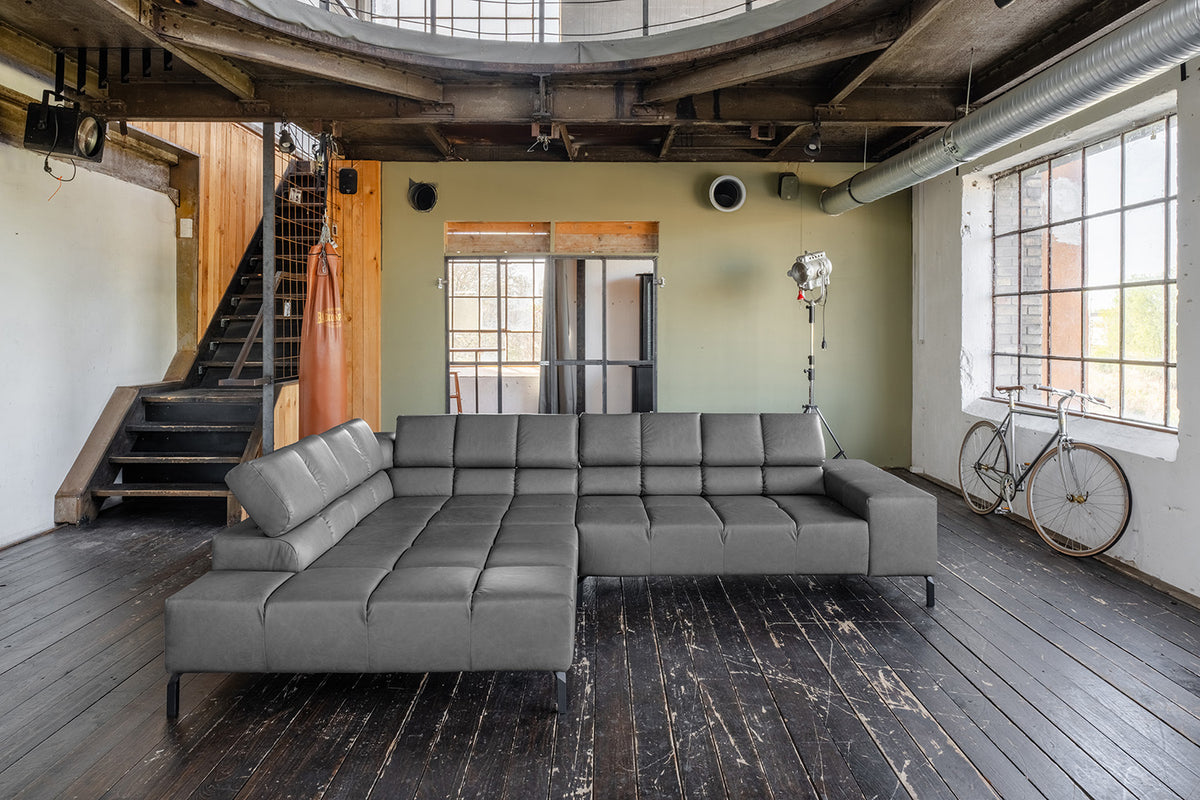 KAWOLA Sofa NELSON Ecksofa Leder anthrazit