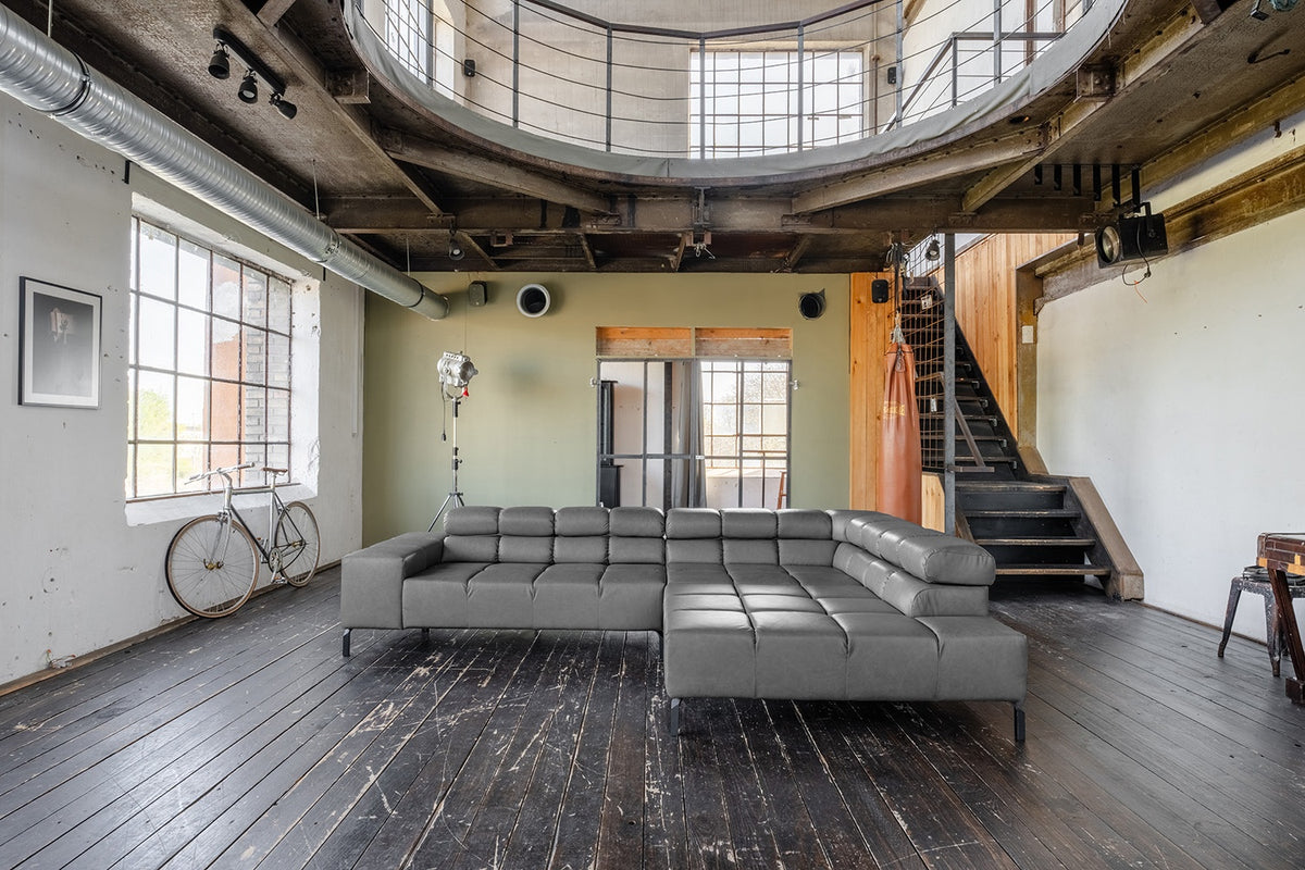 KAWOLA Sofa NELSON Ecksofa Leder anthrazit