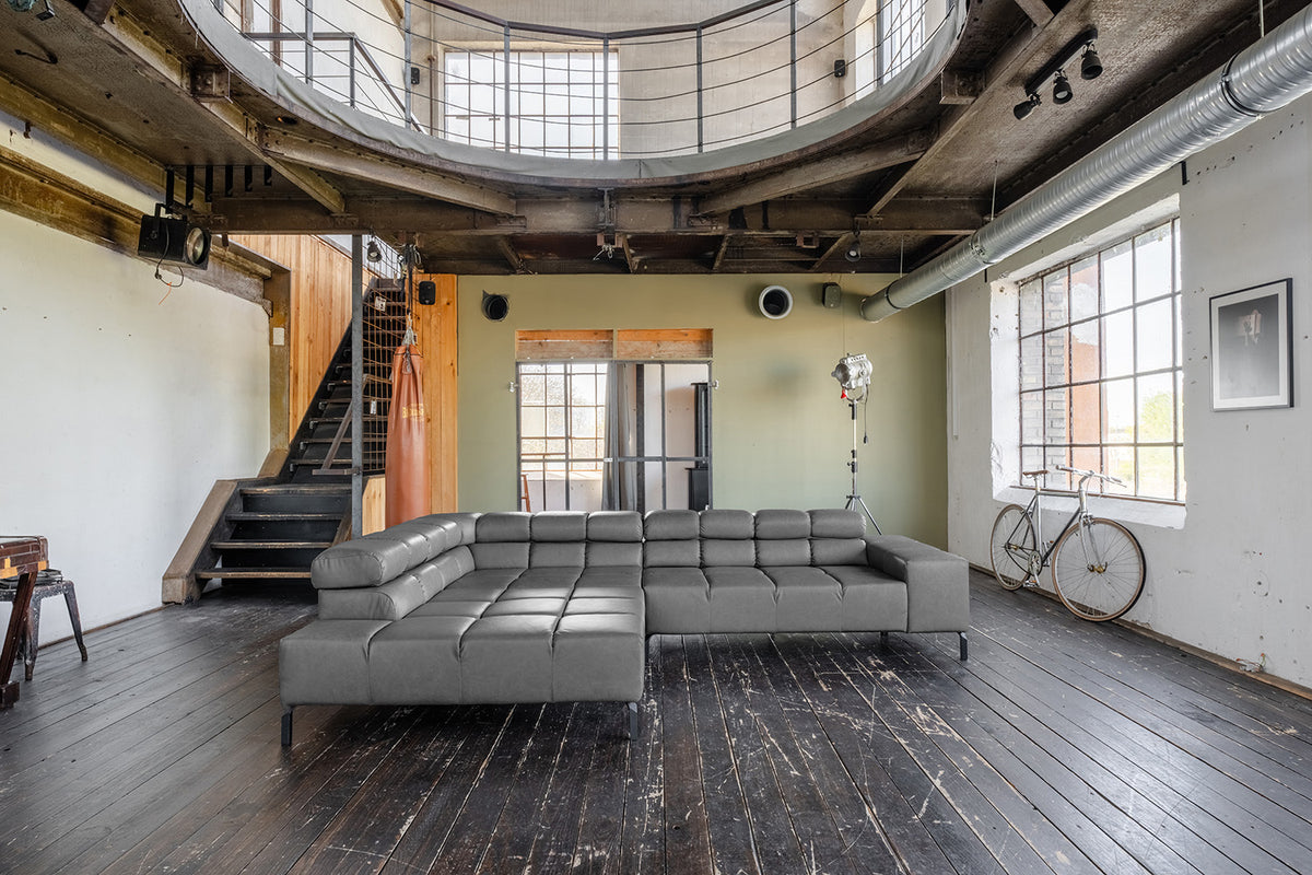 KAWOLA Sofa NELSON Ecksofa Leder anthrazit