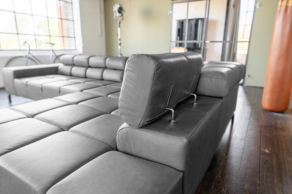 KAWOLA Sofa NELSON Ecksofa Leder anthrazit