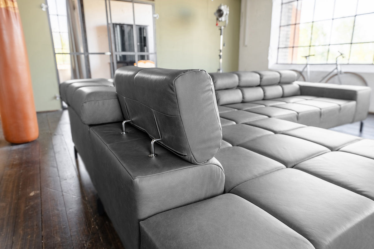 KAWOLA Sofa NELSON Ecksofa Leder anthrazit