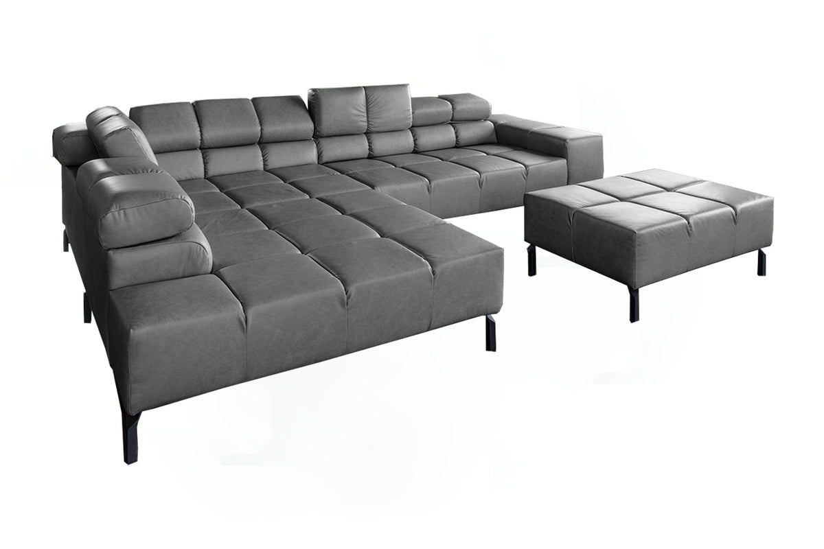 KAWOLA Sofa NELSON Ecksofa Leder anthrazit