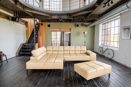 KAWOLA Sofa NELSON Ecksofa Leder beige