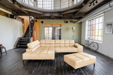 KAWOLA Sofa NELSON Ecksofa Leder beige