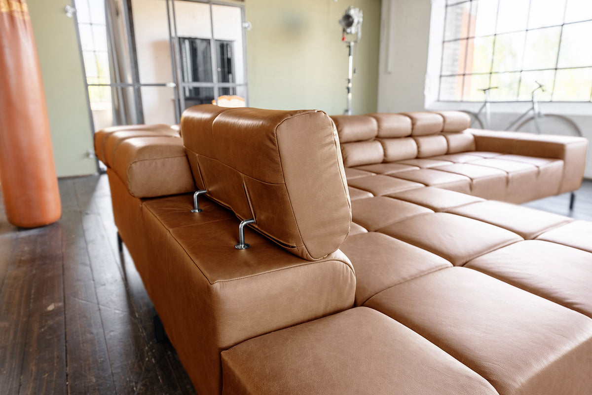 KAWOLA Sofa NELSON Ecksofa Leder cognac