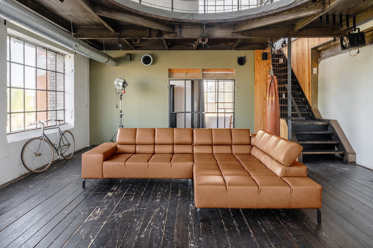 KAWOLA Sofa NELSON Ecksofa Leder cognac