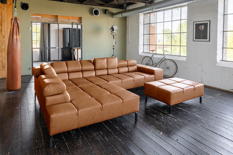 KAWOLA Sofa NELSON Ecksofa Leder cognac, Links, Mit Fußhocker, Relaxfunktion