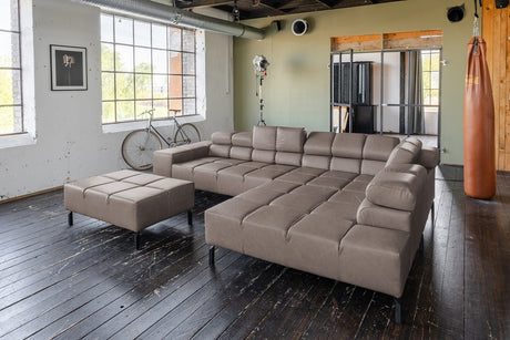KAWOLA Sofa NELSON Ecksofa Leder dunkelbraun, Rechts, Mit Fußhocker, Relaxfunktion
