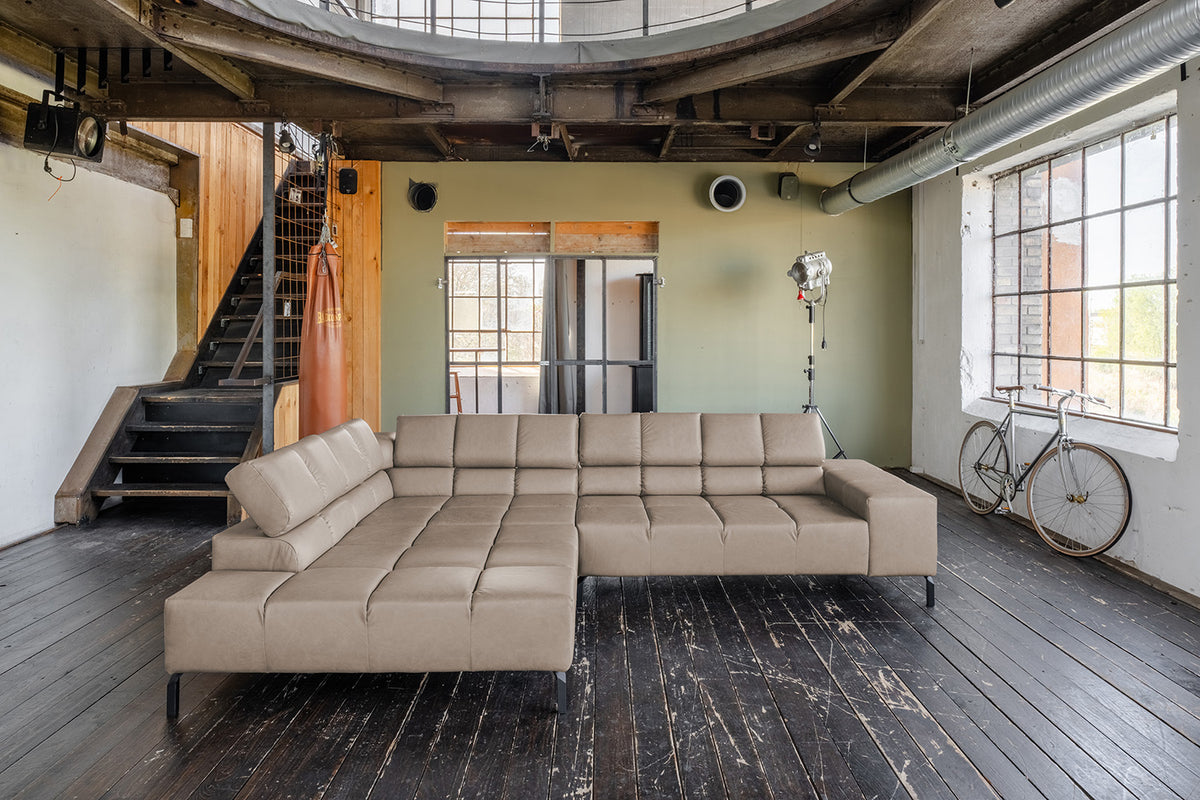 KAWOLA Sofa NELSON Ecksofa Leder grau