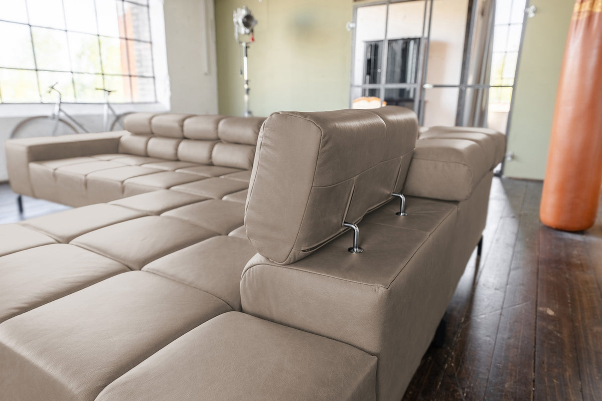 KAWOLA Sofa NELSON Ecksofa Leder grau