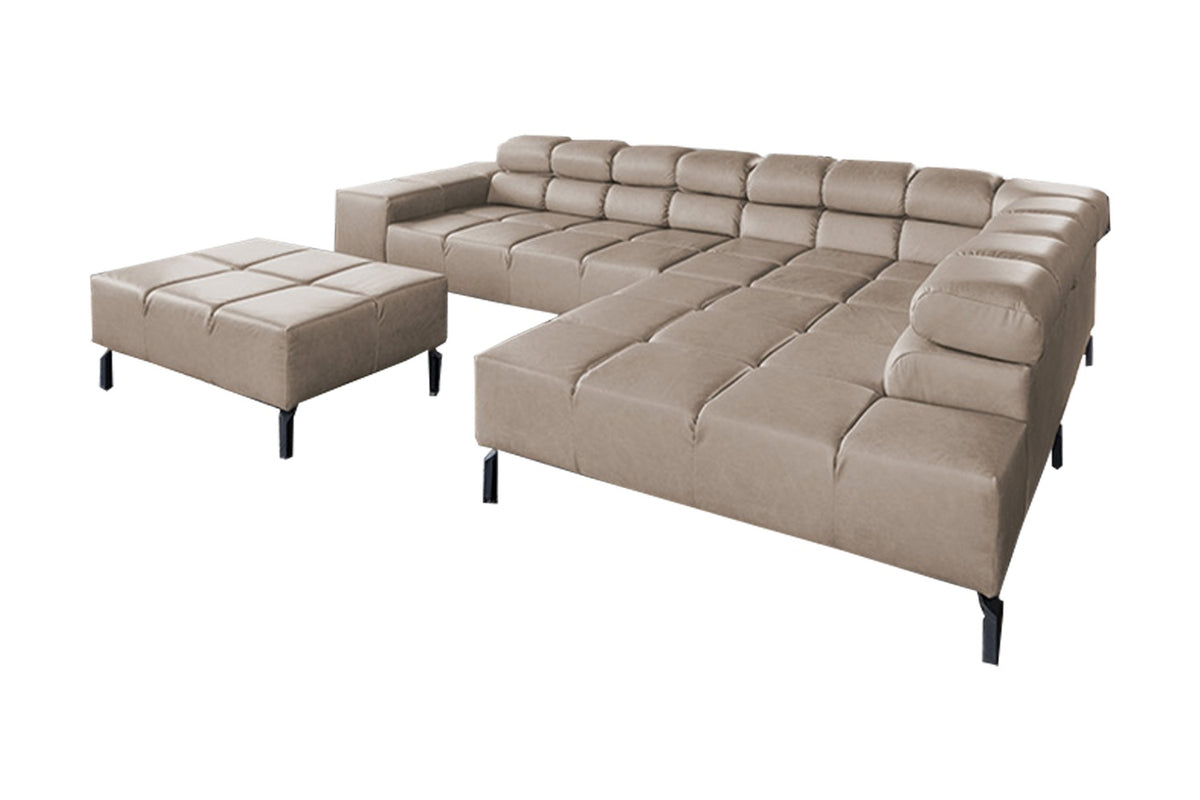 KAWOLA Sofa NELSON Ecksofa Leder grau