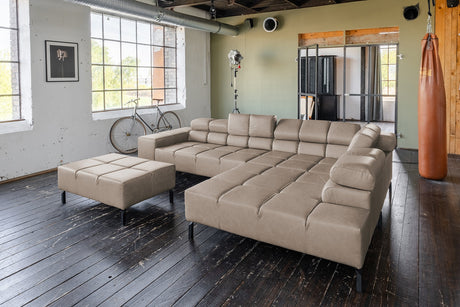 KAWOLA Sofa NELSON Ecksofa Leder grau, Rechts, Mit Fußhocker, Relaxfunktion