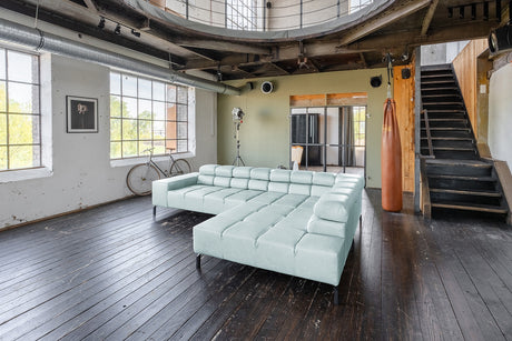 KAWOLA Sofa NELSON Ecksofa Leder hellblau, Rechts, Ohne Zusatzausstattung, Ohne Komfortfunktion
