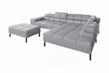 KAWOLA Sofa NELSON Ecksofa Leder hellgrau