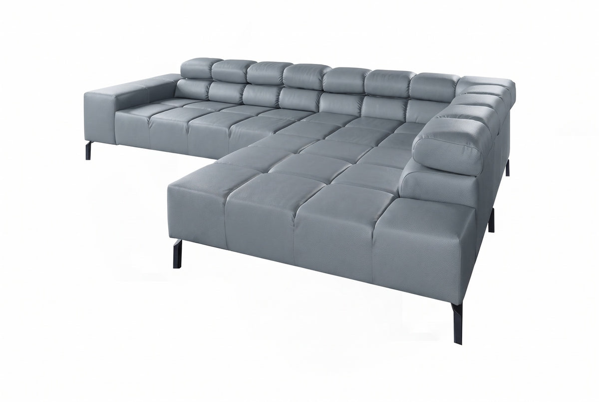 KAWOLA Sofa NELSON Ecksofa Leder hellgrau