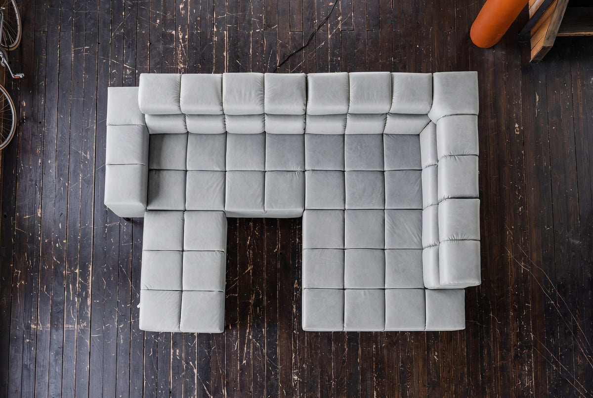 KAWOLA Sofa NELSON Ecksofa Leder hellgrau
