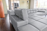 KAWOLA Sofa NELSON Ecksofa Leder hellgrau