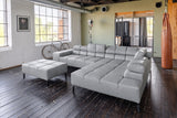 KAWOLA Sofa NELSON Ecksofa Leder hellgrau