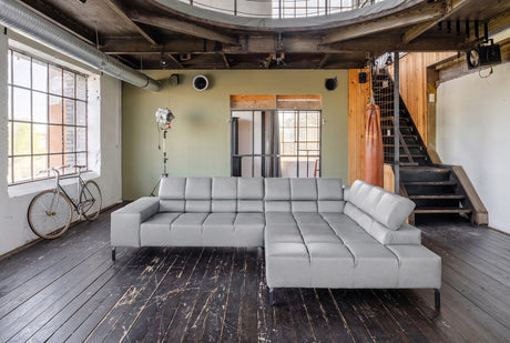 KAWOLA Sofa NELSON Ecksofa Leder hellgrau, Rechts, Ohne Zusatzausstattung, Relaxfunktion