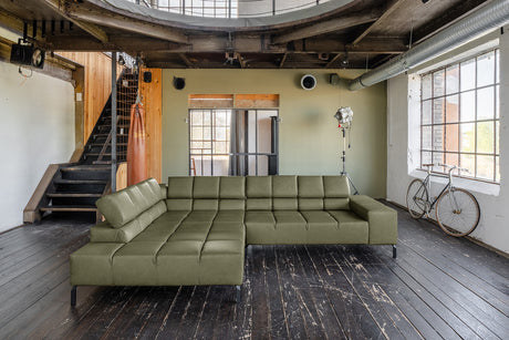 KAWOLA Sofa NELSON Ecksofa Leder olivgrün