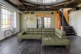 KAWOLA Sofa NELSON Ecksofa Leder olivgrün