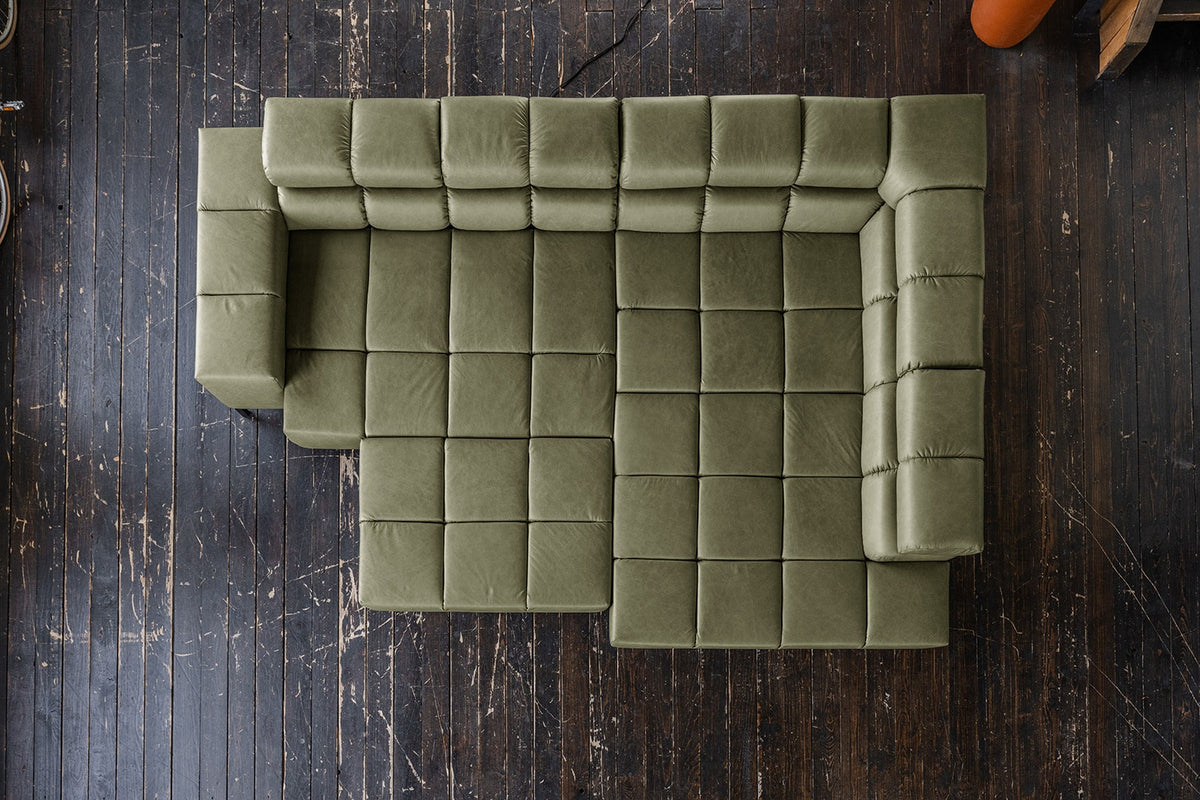 KAWOLA Sofa NELSON Ecksofa Leder olivgrün