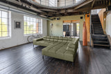 KAWOLA Sofa NELSON Ecksofa Leder olivgrün, Rechts, Ohne Zusatzausstattung, Relaxfunktion