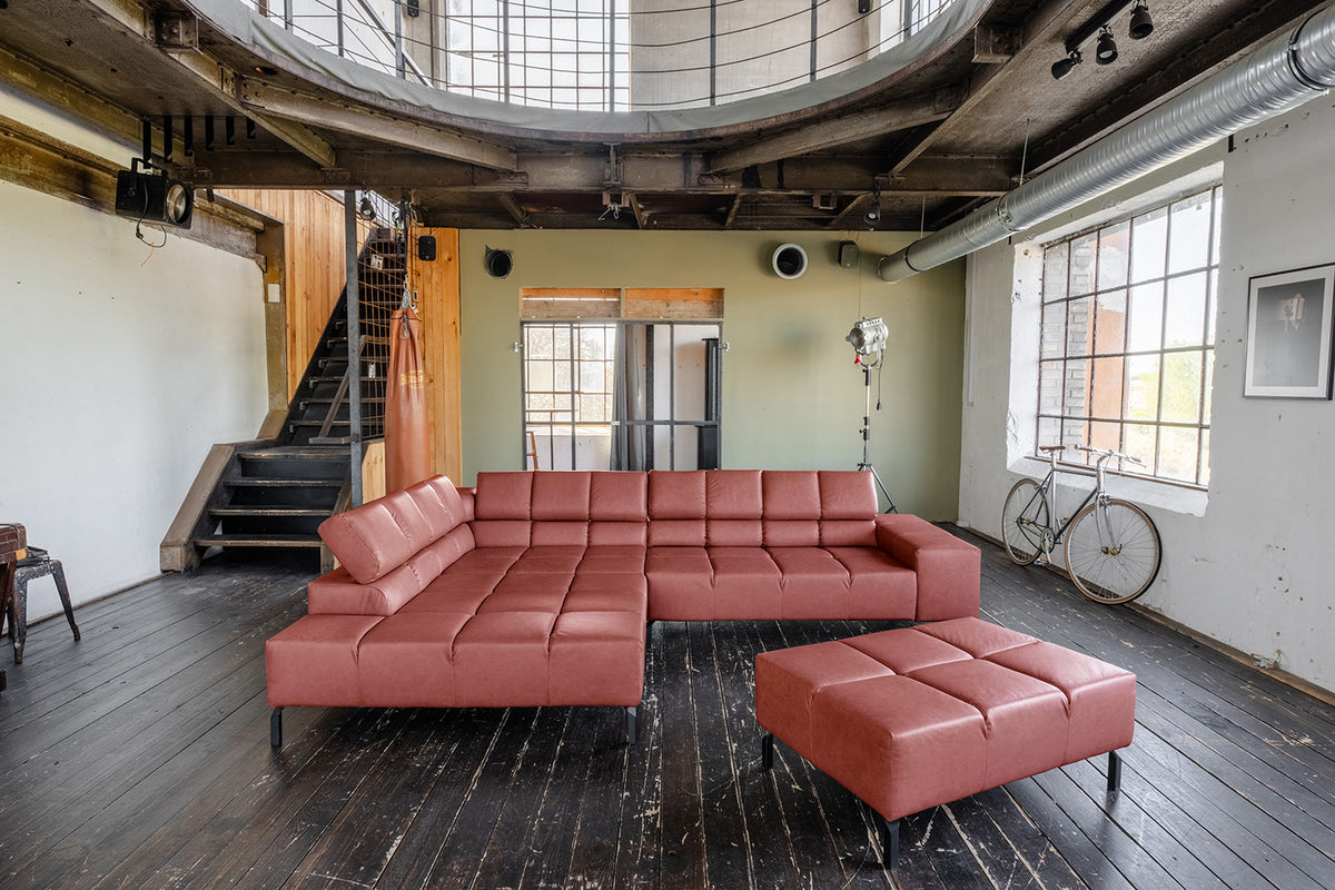 KAWOLA Sofa NELSON Ecksofa Leder rot