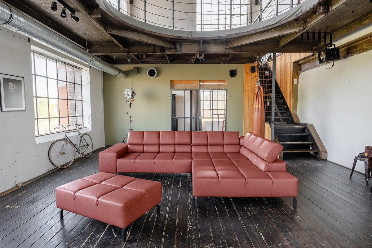 KAWOLA Sofa NELSON Ecksofa Leder rot