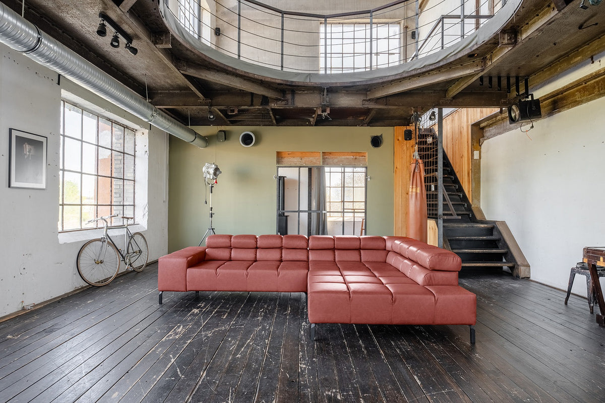KAWOLA Sofa NELSON Ecksofa Leder rot