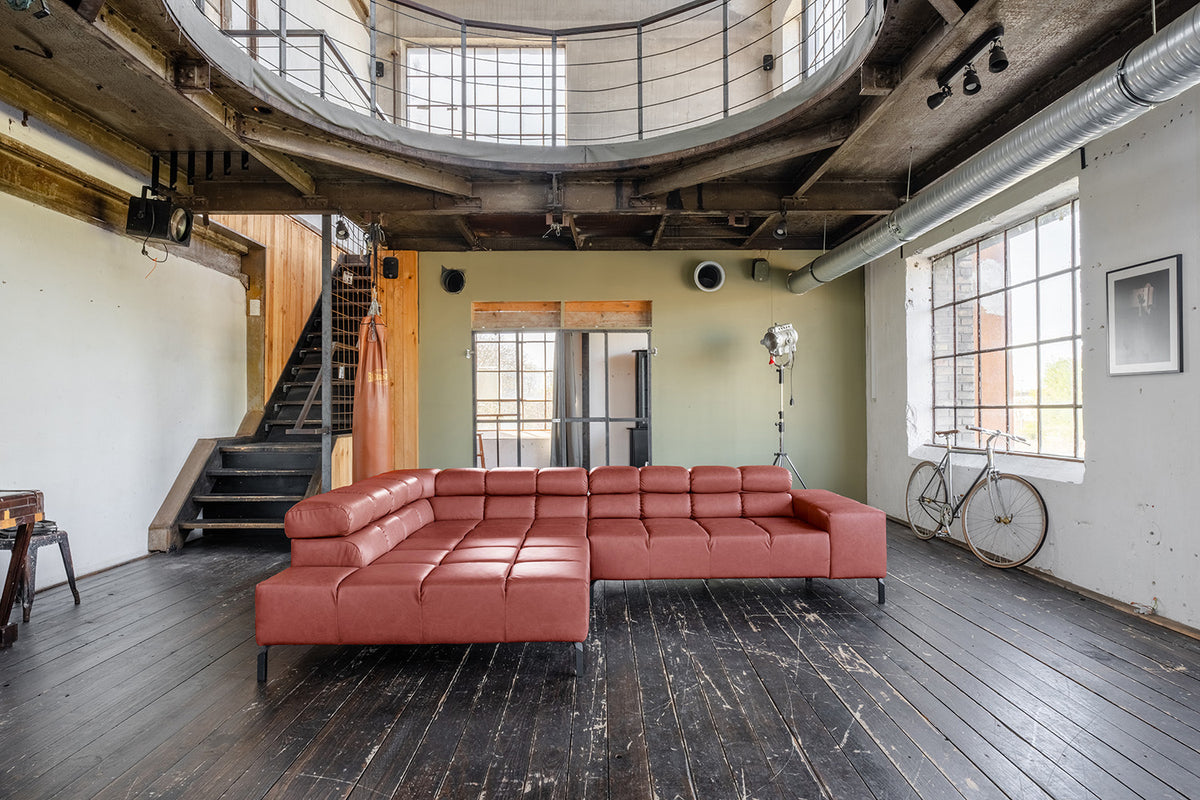 KAWOLA Sofa NELSON Ecksofa Leder rot