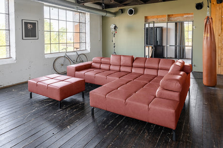 KAWOLA Sofa NELSON Ecksofa Leder rot, Rechts, Mit Fußhocker, Relaxfunktion