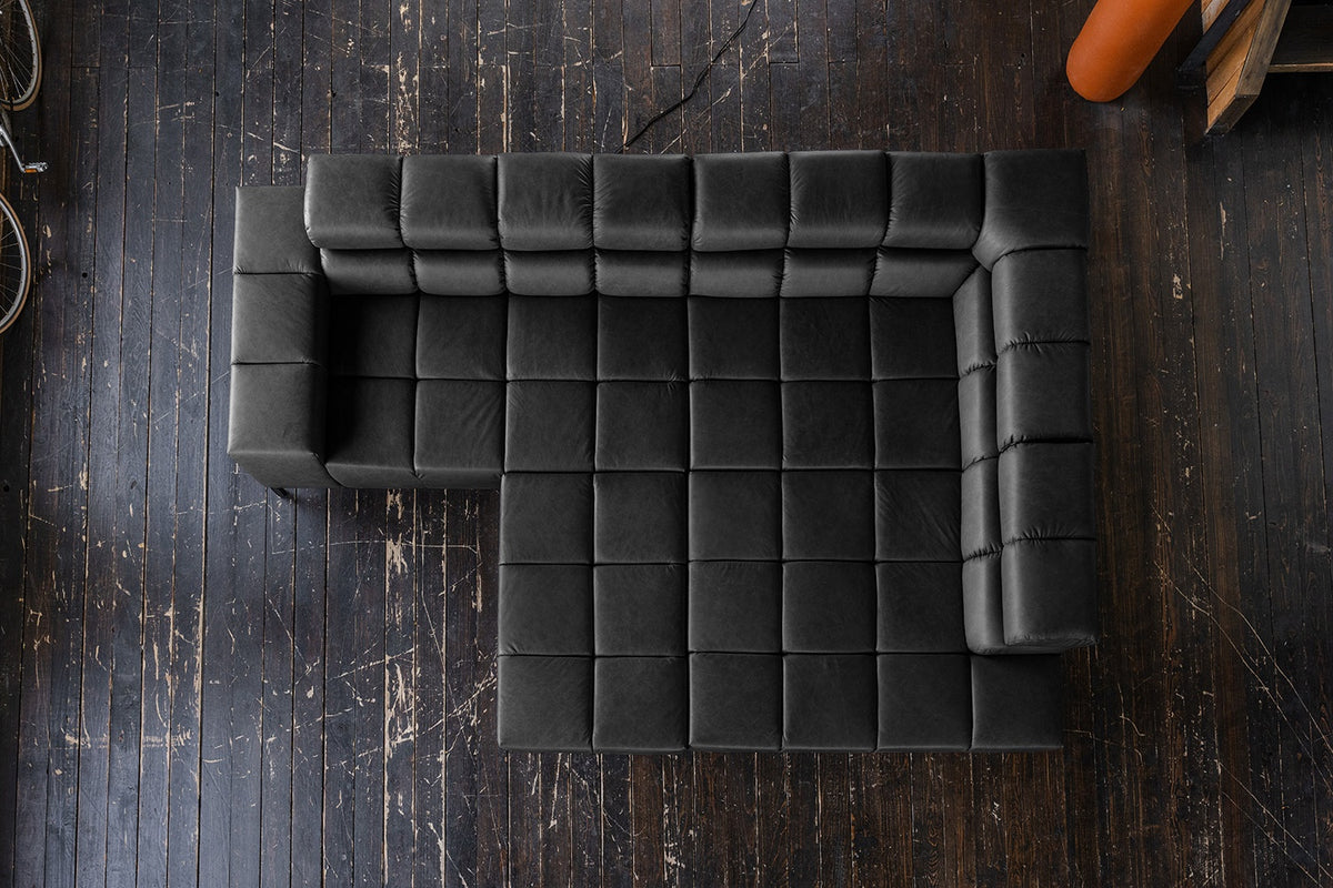 KAWOLA Sofa NELSON Ecksofa Leder schwarz
