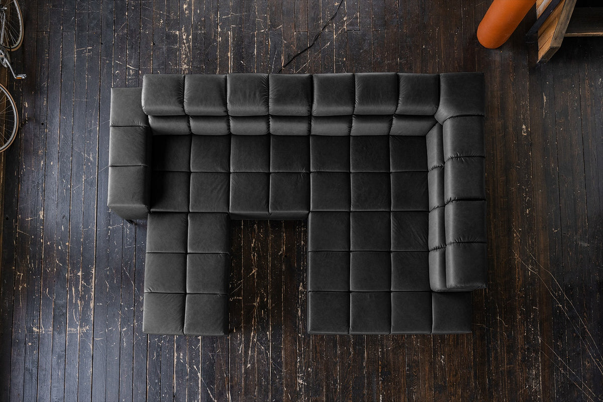 KAWOLA Sofa NELSON Ecksofa Leder schwarz