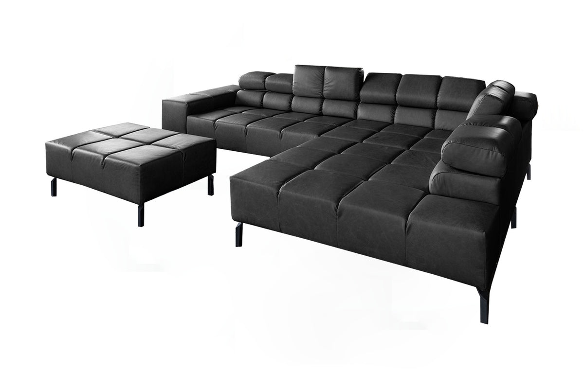 KAWOLA Sofa NELSON Ecksofa Leder schwarz