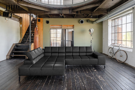 KAWOLA Sofa NELSON Ecksofa Leder schwarz