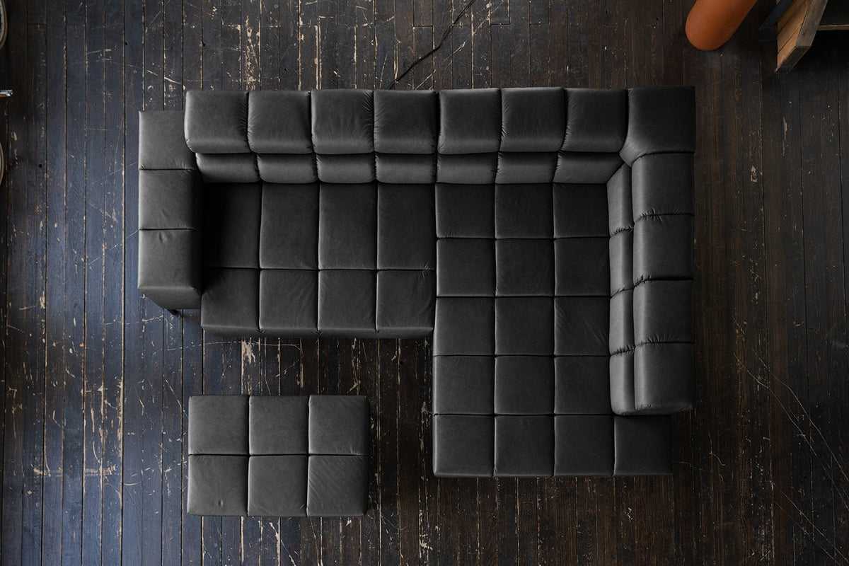 KAWOLA Sofa NELSON Ecksofa Leder schwarz