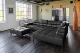 KAWOLA Sofa NELSON Ecksofa Leder schwarz, Rechts, Mit Fußhocker, Relaxfunktion